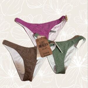 New Sparkling Bikini Bottoms Set - Pink, Brown, Green